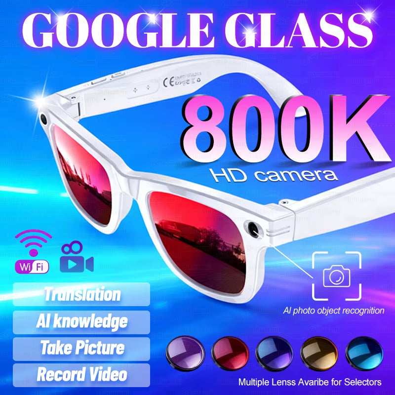 4GB Smart AI Glasses 800W Pixel AI Shooting Camera HD Photo Video Voice Call Translation IP67 Waterproof Bluetooth Glasses 2025