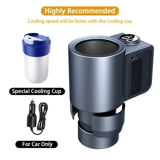 New 2-In-1 Smart Car Cooler Warmer Cup for Coffee Milk Beverage Heating Cooling Mug Travel Mini Car Refrigerator Drink Holder