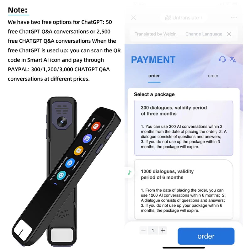 AI Smart Pen with Chatgpt Integration Built-In Chatgpt Integration Scans Questions and Receives Instant Ai-Generated Answers