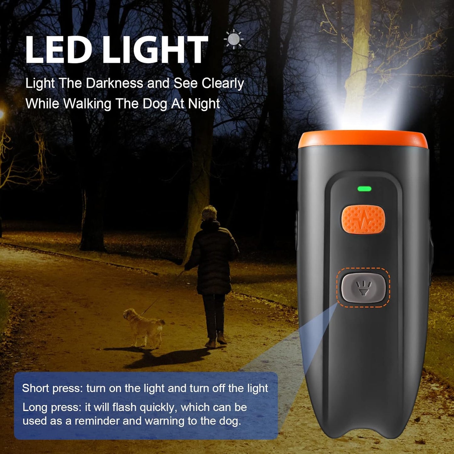 Ultrasonic Dog Barking Control Device, anti Barking Device Barking Silencer with LED Light, 3 Training Modes Dog Bark Deterrent Devices 20Ft Range Dog Training & Behavior Aids W/Sos