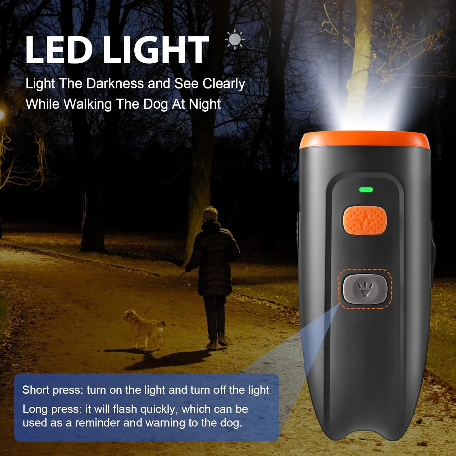 Ultrasonic Dog Barking Control Device, anti Barking Device Barking Silencer with LED Light, 3 Training Modes Dog Bark Deterrent Devices 20Ft Range Dog Training & Behavior Aids W/Sos